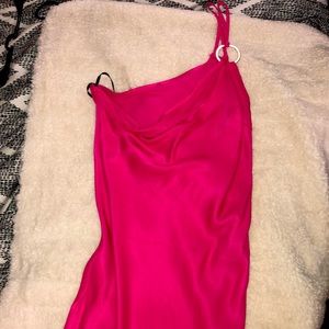 Hot pink off the shoulder dress